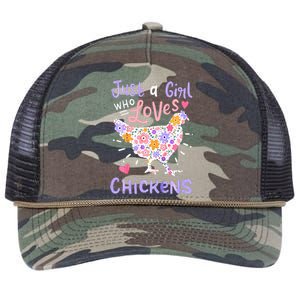 Just A Girl Who Loves Chickens Chicken Hen Love Cute Retro Rope Trucker Hat Cap