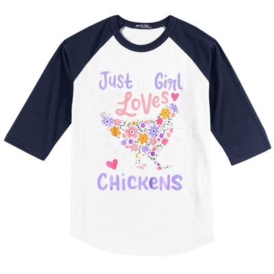 Just A Girl Who Loves Chickens Chicken Hen Love Cute Baseball Sleeve Shirt