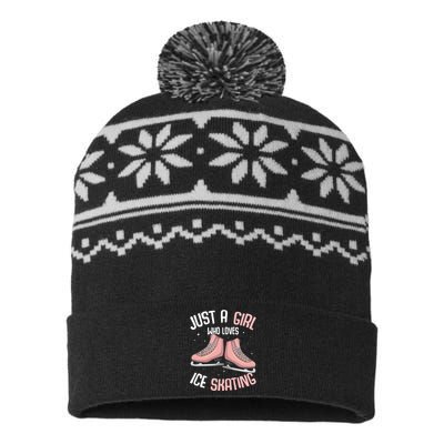 Just A Girl Who Loves Ice Skating Figure Skater USA-Made Snowflake Beanie