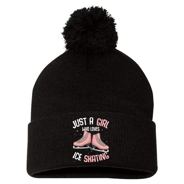 Just A Girl Who Loves Ice Skating Figure Skater Pom Pom 12in Knit Beanie