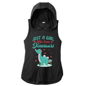 JUST A GIRL WHO LOVES DINOSAURS Ladies PosiCharge Tri-Blend Wicking Draft Hoodie Tank