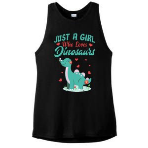 JUST A GIRL WHO LOVES DINOSAURS Ladies PosiCharge Tri-Blend Wicking Tank