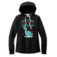 JUST A GIRL WHO LOVES DINOSAURS Women's Fleece Hoodie