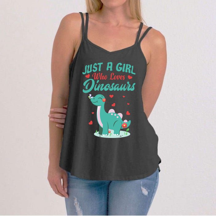 JUST A GIRL WHO LOVES DINOSAURS Women's Strappy Tank