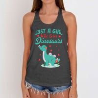 JUST A GIRL WHO LOVES DINOSAURS Women's Knotted Racerback Tank