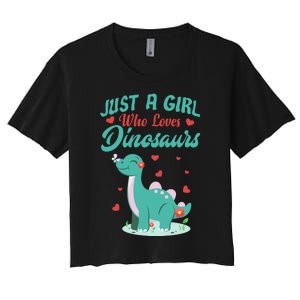 JUST A GIRL WHO LOVES DINOSAURS Women's Crop Top Tee