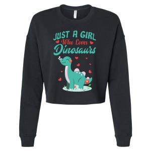 JUST A GIRL WHO LOVES DINOSAURS Cropped Pullover Crew