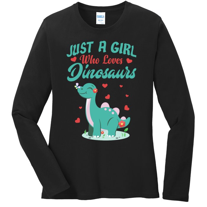 JUST A GIRL WHO LOVES DINOSAURS Ladies Long Sleeve Shirt