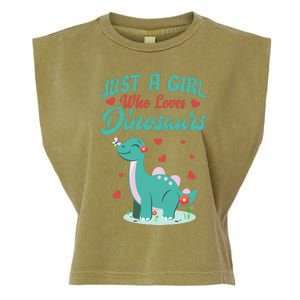 JUST A GIRL WHO LOVES DINOSAURS Garment-Dyed Women's Muscle Tee