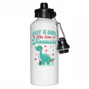 JUST A GIRL WHO LOVES DINOSAURS Aluminum Water Bottle