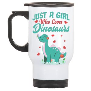 JUST A GIRL WHO LOVES DINOSAURS Stainless Steel Travel Mug