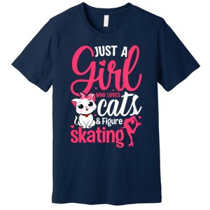 Just A Girl Who Loves Cats And Figure Skating Novelty Premium T-Shirt