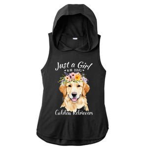 Just A Girl Who Loves Golden Retrievers Girl Who Love Dogs Ladies PosiCharge Tri-Blend Wicking Draft Hoodie Tank