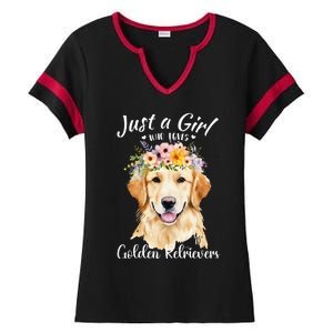 Just A Girl Who Loves Golden Retrievers Girl Who Love Dogs Ladies Halftime Notch Neck Tee