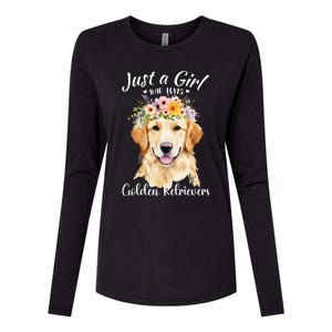 Just A Girl Who Loves Golden Retrievers Girl Who Love Dogs Womens Cotton Relaxed Long Sleeve T-Shirt