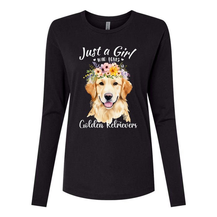 Just A Girl Who Loves Golden Retrievers Girl Who Love Dogs Womens Cotton Relaxed Long Sleeve T-Shirt