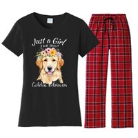 Just A Girl Who Loves Golden Retrievers Girl Who Love Dogs Women's Flannel Pajama Set