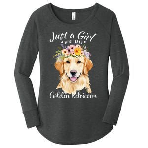 Just A Girl Who Loves Golden Retrievers Girl Who Love Dogs Women's Perfect Tri Tunic Long Sleeve Shirt