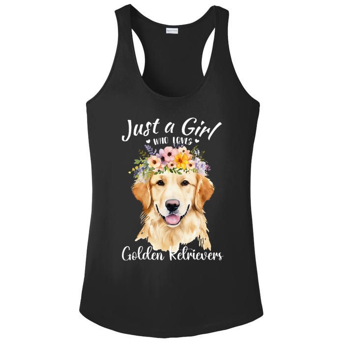 Just A Girl Who Loves Golden Retrievers Girl Who Love Dogs Ladies PosiCharge Competitor Racerback Tank