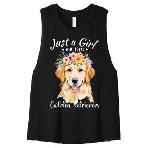 Just A Girl Who Loves Golden Retrievers Girl Who Love Dogs Women's Racerback Cropped Tank