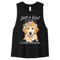 Just A Girl Who Loves Golden Retrievers Girl Who Love Dogs Women's Racerback Cropped Tank