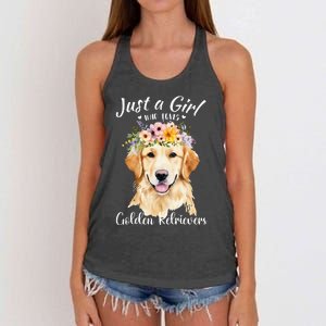 Just A Girl Who Loves Golden Retrievers Girl Who Love Dogs Women's Knotted Racerback Tank