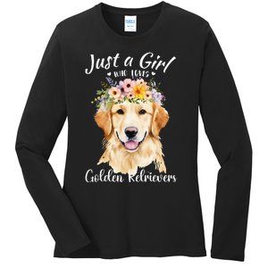 Just A Girl Who Loves Golden Retrievers Girl Who Love Dogs Ladies Long Sleeve Shirt