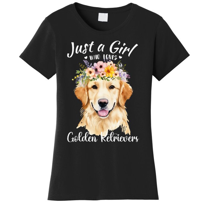 Just A Girl Who Loves Golden Retrievers Girl Who Love Dogs Women's T-Shirt