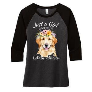 Just A Girl Who Loves Golden Retrievers Girl Who Love Dogs Women's Tri-Blend 3/4-Sleeve Raglan Shirt