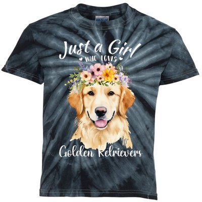 Just A Girl Who Loves Golden Retrievers Girl Who Love Dogs Kids Tie-Dye T-Shirt