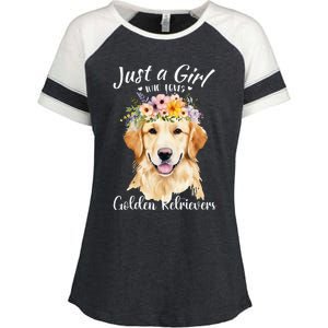 Just A Girl Who Loves Golden Retrievers Girl Who Love Dogs Enza Ladies Jersey Colorblock Tee