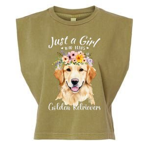 Just A Girl Who Loves Golden Retrievers Girl Who Love Dogs Garment-Dyed Women's Muscle Tee