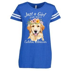 Just A Girl Who Loves Golden Retrievers Girl Who Love Dogs Enza Ladies Jersey Football T-Shirt