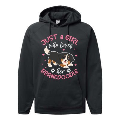 Just A Girl Who Loves Her Bernedoodle Dog Lover Kawaii Performance Fleece Hoodie