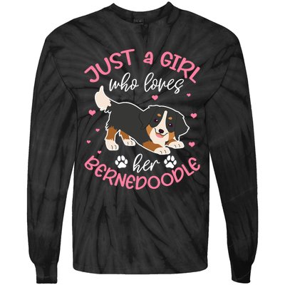 Just A Girl Who Loves Her Bernedoodle Dog Lover Kawaii Tie-Dye Long Sleeve Shirt