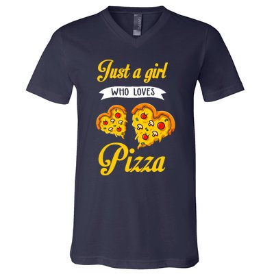 Just A Girl Who Loves Pizza Funny Pizza Lover Girls Wo V-Neck T-Shirt