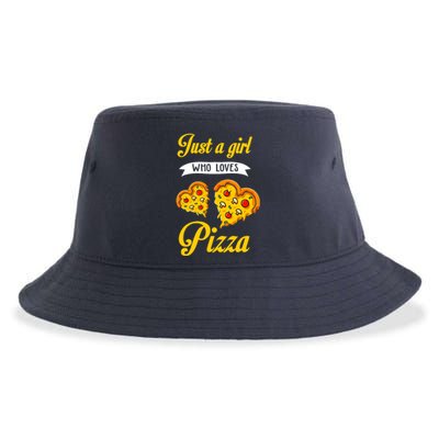 Just A Girl Who Loves Pizza Funny Pizza Lover Girls Wo Sustainable Bucket Hat