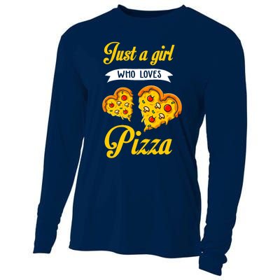 Just A Girl Who Loves Pizza Funny Pizza Lover Girls Wo Cooling Performance Long Sleeve Crew