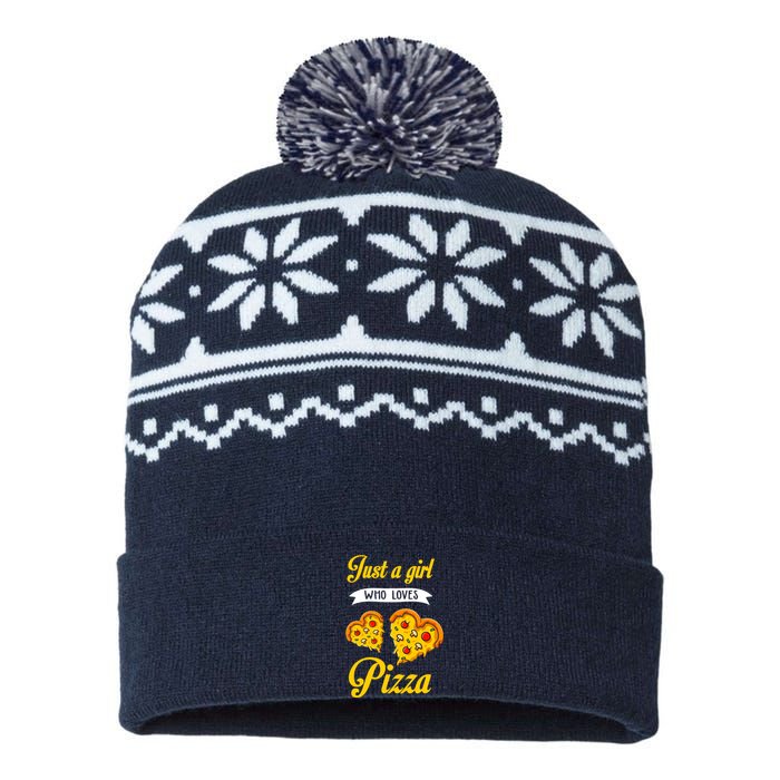 Just A Girl Who Loves Pizza Funny Pizza Lover Girls Wo USA-Made Snowflake Beanie