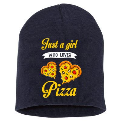 Just A Girl Who Loves Pizza Funny Pizza Lover Girls Wo Short Acrylic Beanie