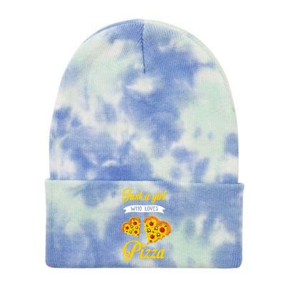 Just A Girl Who Loves Pizza Funny Pizza Lover Girls Wo Tie Dye 12in Knit Beanie