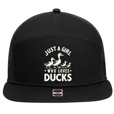 Just A Girl Who Loves Ducks Funny Duck Lover 7 Panel Mesh Trucker Snapback Hat