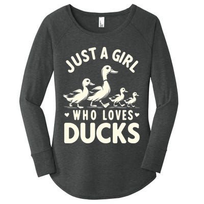 Just A Girl Who Loves Ducks Funny Duck Lover Women's Perfect Tri Tunic Long Sleeve Shirt