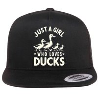 Just A Girl Who Loves Ducks Funny Duck Lover Flat Bill Trucker Hat