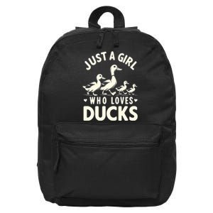 Just A Girl Who Loves Ducks Funny Duck Lover 16 in Basic Backpack