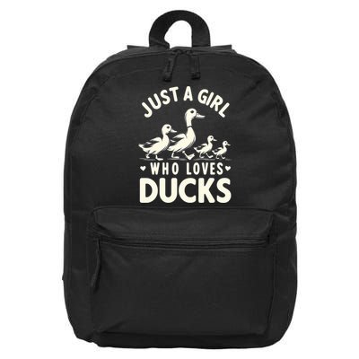 Just A Girl Who Loves Ducks Funny Duck Lover 16 in Basic Backpack