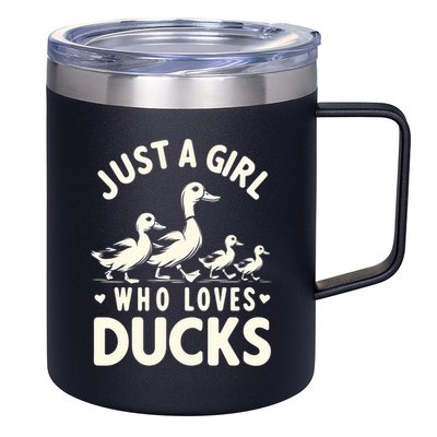 Just A Girl Who Loves Ducks Funny Duck Lover 12oz Stainless Steel Coffee Mug