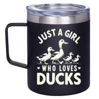 Just A Girl Who Loves Ducks Funny Duck Lover 12oz Stainless Steel Coffee Mug