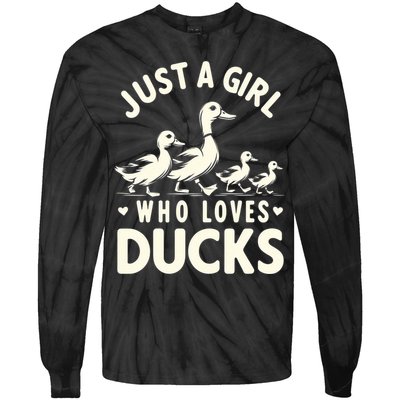 Just A Girl Who Loves Ducks Funny Duck Lover Tie-Dye Long Sleeve Shirt
