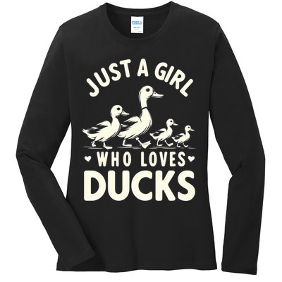 Just A Girl Who Loves Ducks Funny Duck Lover Ladies Long Sleeve Shirt